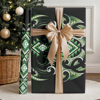 Green Ngaru Taniko With Aotearoa Maori Tattoo Wrapping Paper LT14 - Polynesian Pride
