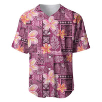 Pink Hawaii Plumeria With Tropical Flowers Motifs Baseball Jersey LT14 Pink - Polynesian Pride