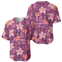 Pink Hawaii Plumeria With Tropical Flowers Motifs Baseball Jersey LT14 - Polynesian Pride