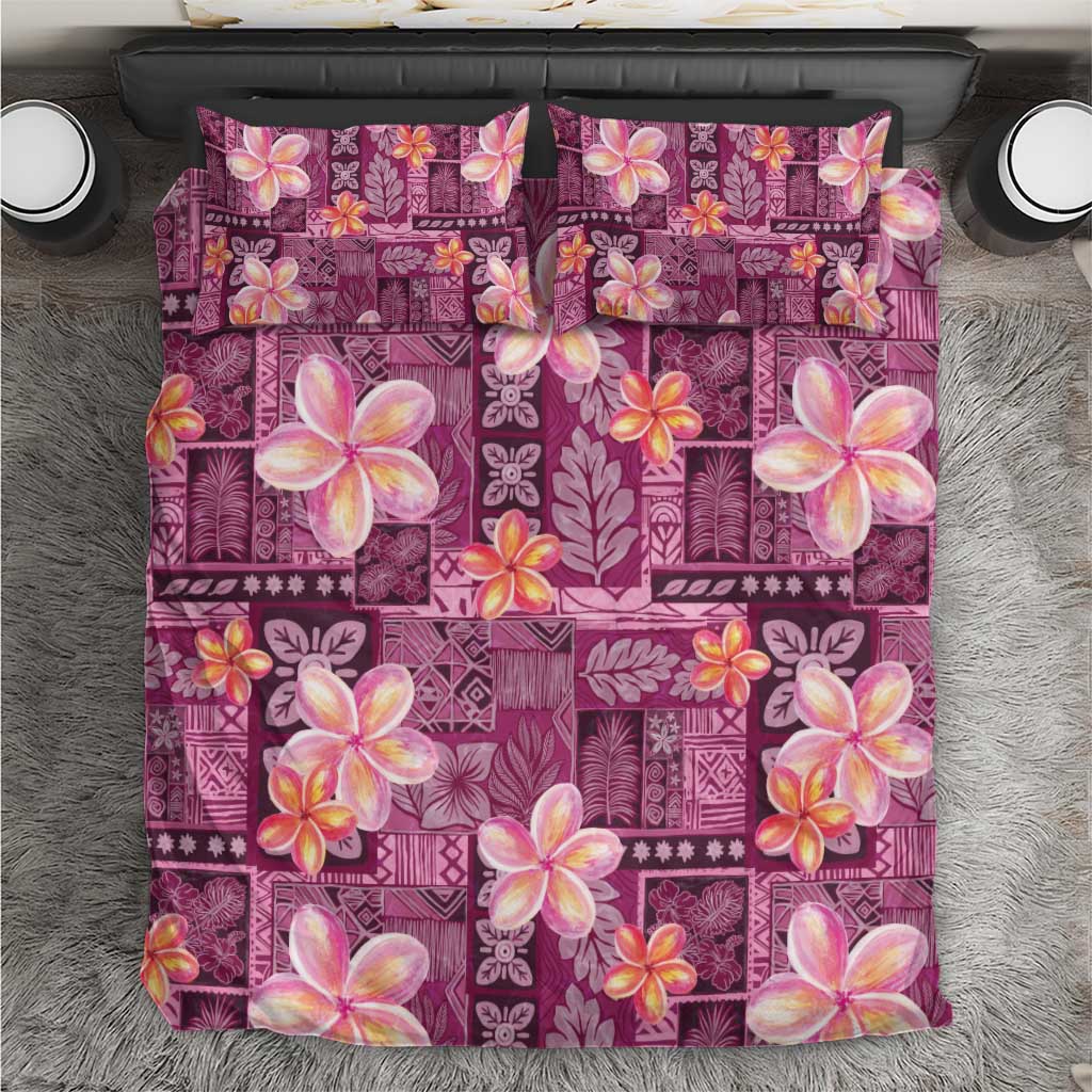 Pink Hawaii Plumeria With Tropical Flowers Motifs Bedding Set LT14 Pink - Polynesian Pride