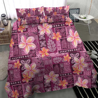 Pink Hawaii Plumeria With Tropical Flowers Motifs Bedding Set LT14 - Polynesian Pride