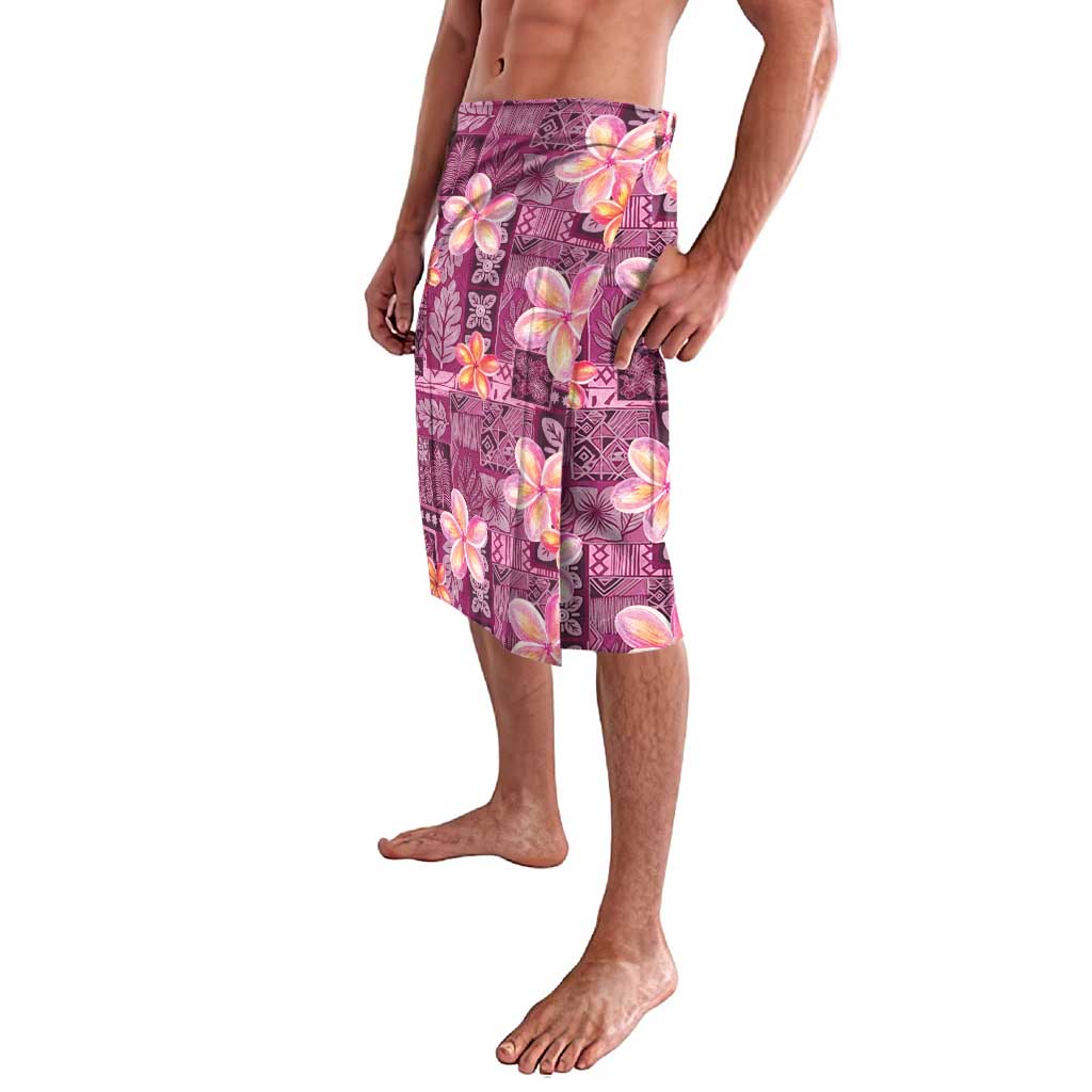 Pink Hawaii Plumeria With Tropical Flowers Motifs Lavalava LT14 - Polynesian Pride