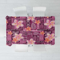 Pink Hawaii Plumeria With Tropical Flowers Motifs Tablecloth LT14 Pink - Polynesian Pride