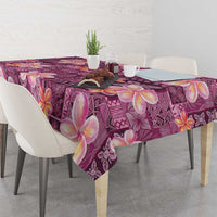 Pink Hawaii Plumeria With Tropical Flowers Motifs Tablecloth LT14 - Polynesian Pride