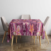 Pink Hawaii Plumeria With Tropical Flowers Motifs Tablecloth LT14 - Polynesian Pride