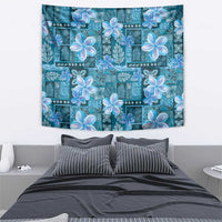 Cyan Hawaii Plumeria With Tropical Flowers Motifs Tapestry LT14 - Polynesian Pride