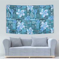 Cyan Hawaii Plumeria With Tropical Flowers Motifs Tapestry LT14 - Polynesian Pride