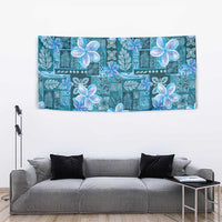 Cyan Hawaii Plumeria With Tropical Flowers Motifs Tapestry LT14 - Polynesian Pride