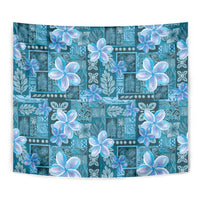 Cyan Hawaii Plumeria With Tropical Flowers Motifs Tapestry LT14 - Polynesian Pride