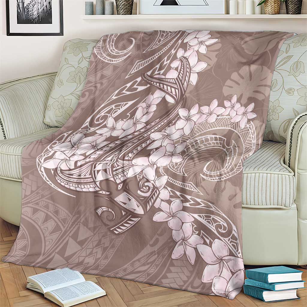 Polynesia Hammerhead Shark Tattoo With Plumeria Lei Blanket LT14 - Polynesian Pride