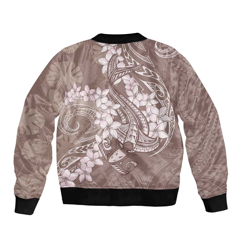 Polynesia Hammerhead Shark Tattoo With Plumeria Lei Bomber Jacket LT14 - Polynesian Pride