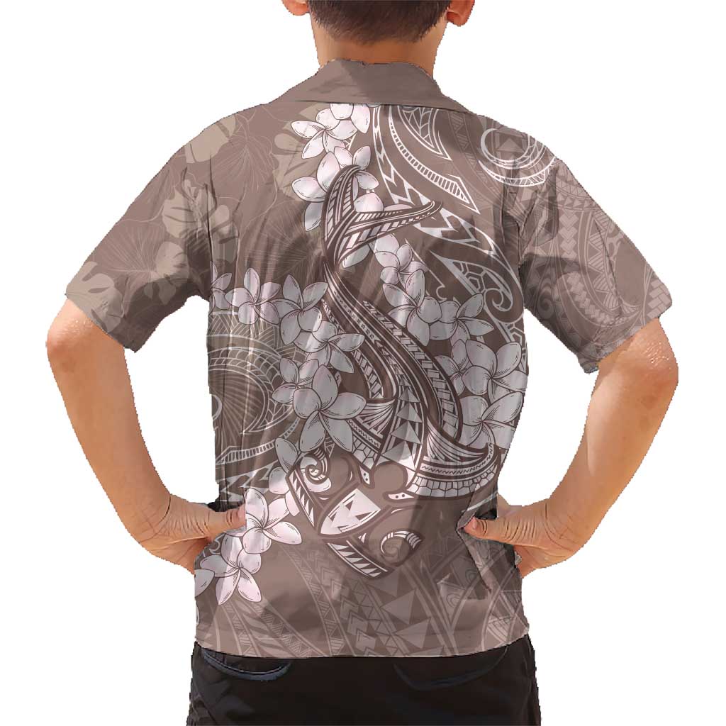 Polynesia Hammerhead Shark Tattoo With Plumeria Lei Kid Hawaiian Shirt LT14 - Polynesian Pride