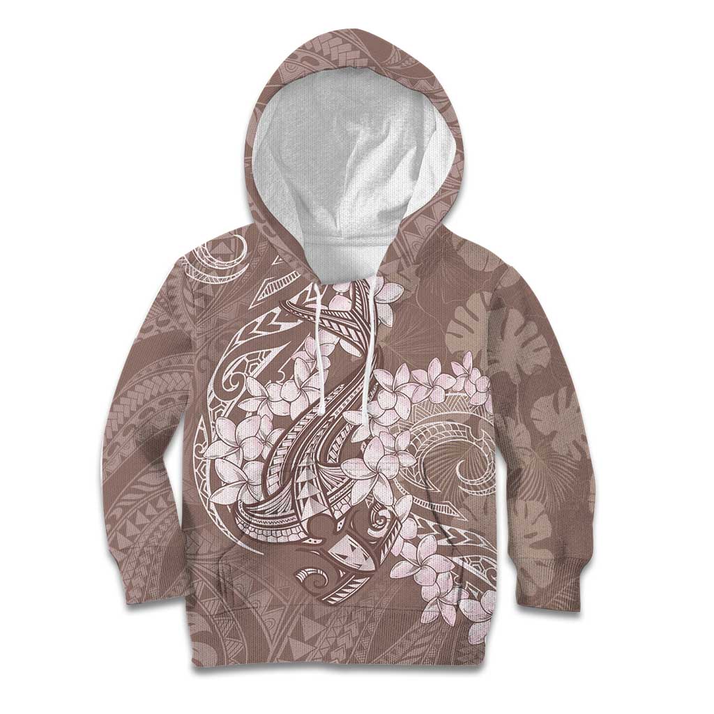 Polynesia Hammerhead Shark Tattoo With Plumeria Lei Kid Hoodie LT14 Hoodie Mocha - Polynesian Pride