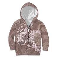 Polynesia Hammerhead Shark Tattoo With Plumeria Lei Kid Hoodie LT14 Zip Hoodie Mocha - Polynesian Pride
