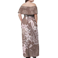 Polynesia Hammerhead Shark Tattoo With Plumeria Lei Off Shoulder Maxi Dress LT14 - Polynesian Pride