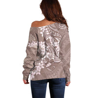 Polynesia Hammerhead Shark Tattoo With Plumeria Lei Off Shoulder Sweater LT14 - Polynesian Pride
