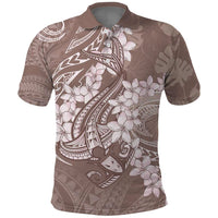 Polynesia Hammerhead Shark Tattoo With Plumeria Lei Polo Shirt LT14 Mocha - Polynesian Pride