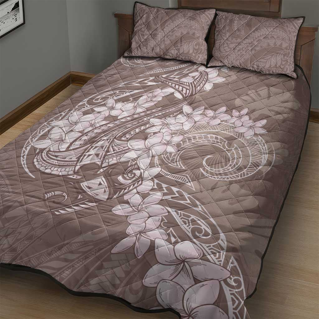 Polynesia Hammerhead Shark Tattoo With Plumeria Lei Quilt Bed Set LT14 - Polynesian Pride
