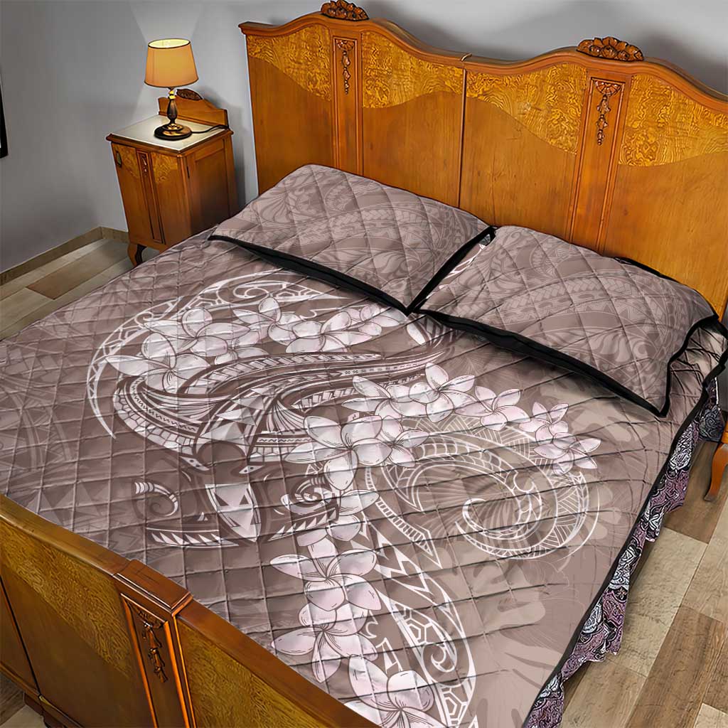 Polynesia Hammerhead Shark Tattoo With Plumeria Lei Quilt Bed Set LT14 - Polynesian Pride