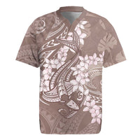 Polynesia Hammerhead Shark Tattoo With Plumeria Lei Rugby Jersey LT14 Mocha - Polynesian Pride