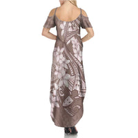 Polynesia Hammerhead Shark Tattoo With Plumeria Lei Summer Maxi Dress LT14 - Polynesian Pride