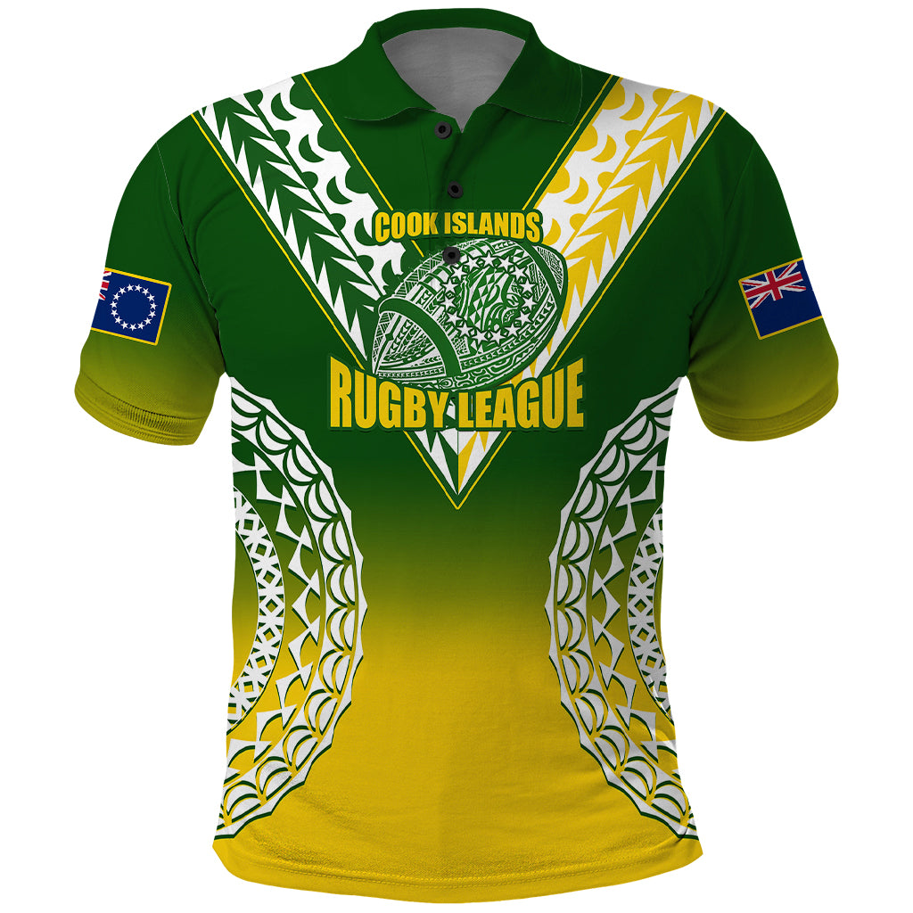 Custom Cook Islands Rugby Polo Shirt Pacific Go The Kukis Gradient Style LT14 Green - Polynesian Pride