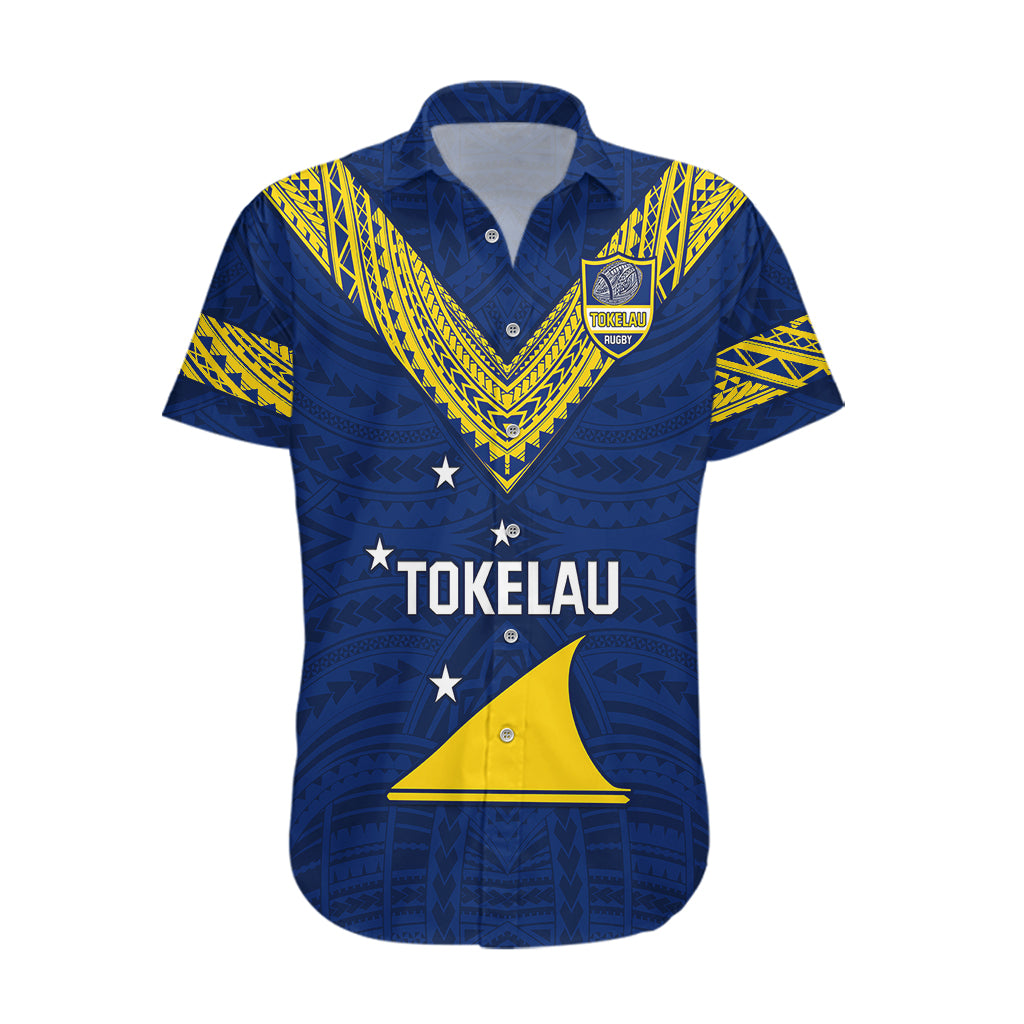 Personalised Tokelau Rugby Hawaiian Shirt Pacific Polynesian Pattern LT14 Blue - Polynesian Pride