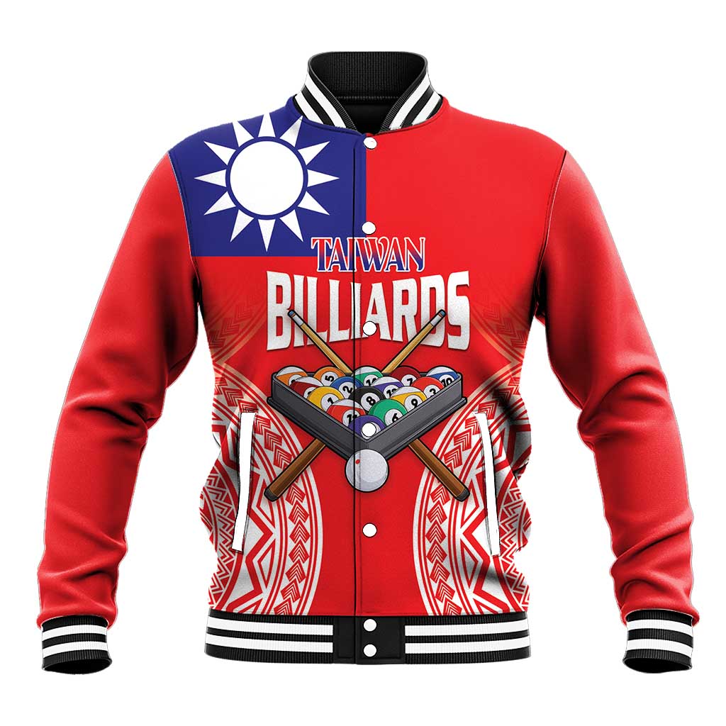 Personalised Taiwan Billiards Baseball Jacket Eight-ball Pool Polynesia Tattoo LT14 Unisex Red - Polynesian Pride