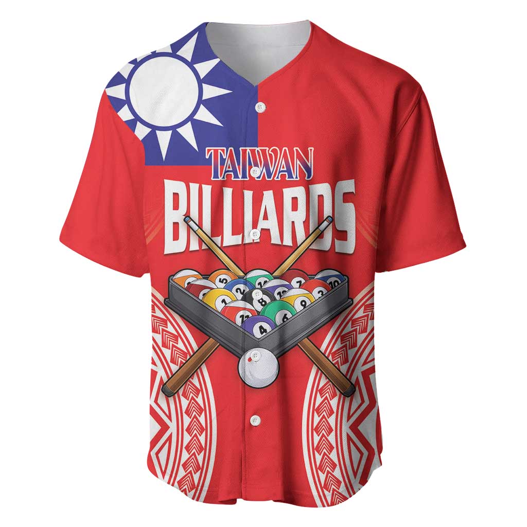 Personalised Taiwan Billiards Baseball Jersey Eight-ball Pool Polynesia Tattoo LT14 Red - Polynesian Pride