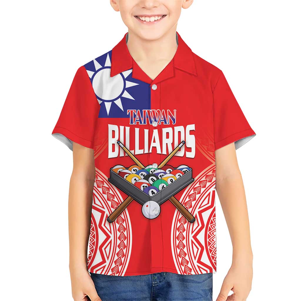 Personalised Taiwan Billiards Kid Hawaiian Shirt Eight-ball Pool Polynesia Tattoo LT14 Kid Red - Polynesian Pride