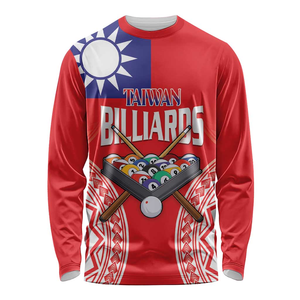 Personalised Taiwan Billiards Long Sleeve Shirt Eight-ball Pool Polynesia Tattoo LT14 Unisex Red - Polynesian Pride