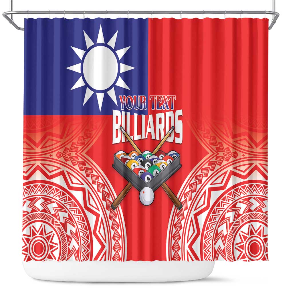 Personalised Taiwan Billiards Shower Curtain Eight-ball Pool Polynesia Tattoo LT14 Red - Polynesian Pride