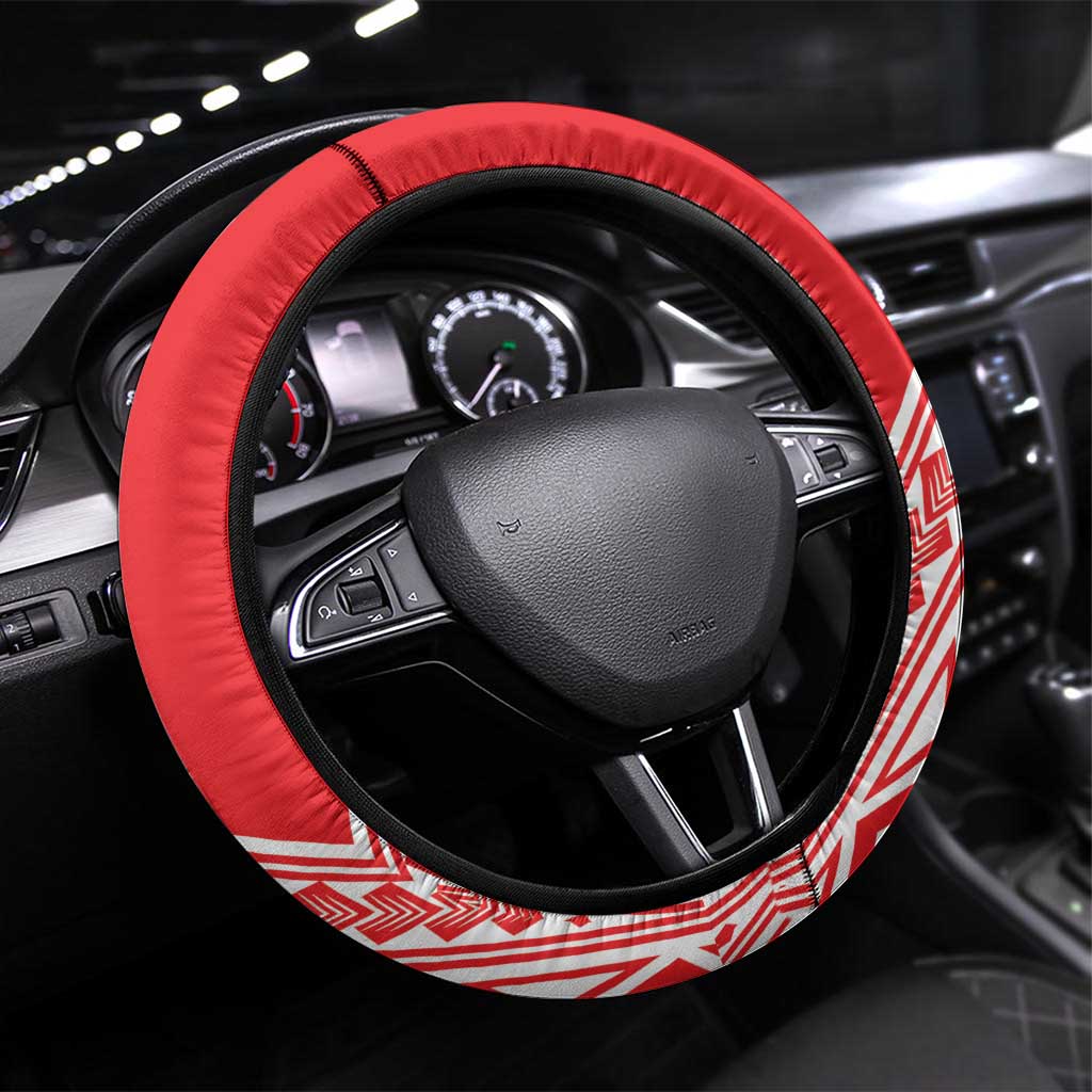Taiwan Billiards Steering Wheel Cover Eight-ball Pool Polynesia Tattoo LT14 Universal Fit Red - Polynesian Pride