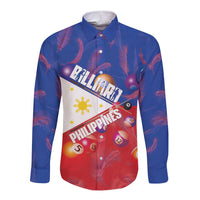 Personalised Philippines Billiards Long Sleeve Button Shirt Cue With Balls Flag Style LT14 Unisex Red - Polynesian Pride