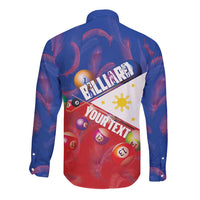 Personalised Philippines Billiards Long Sleeve Button Shirt Cue With Balls Flag Style LT14 - Polynesian Pride
