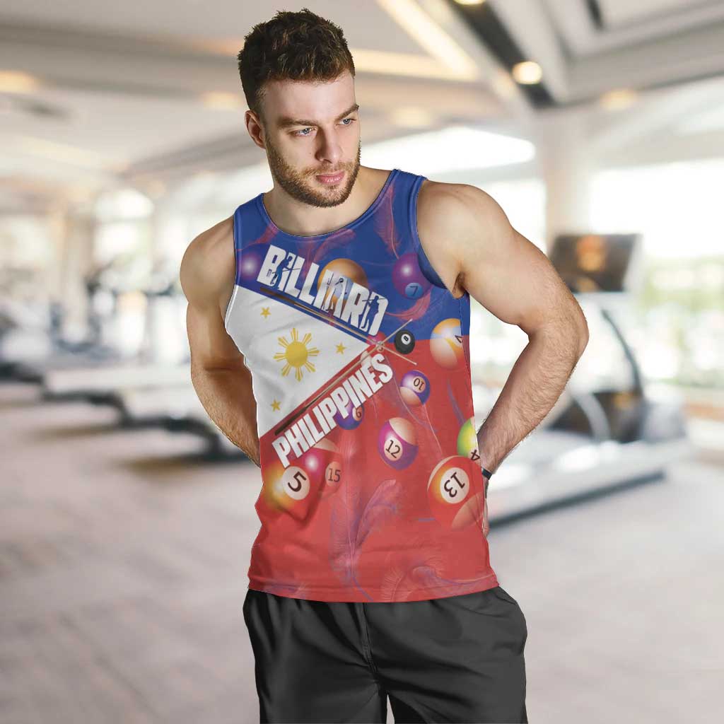 Personalised Philippines Billiards Men Tank Top Cue With Balls Flag Style LT14 Red - Polynesian Pride