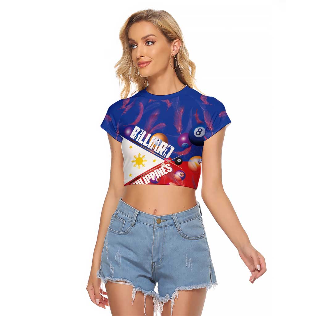 Personalised Philippines Billiards Raglan Cropped T Shirt Cue With Balls Flag Style LT14 Female Red - Polynesian Pride