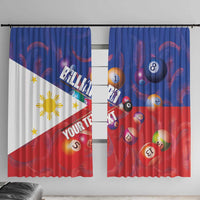 Personalised Philippines Billiards Window Curtain Cue With Balls Flag Style LT14 With Hooks Red - Polynesian Pride