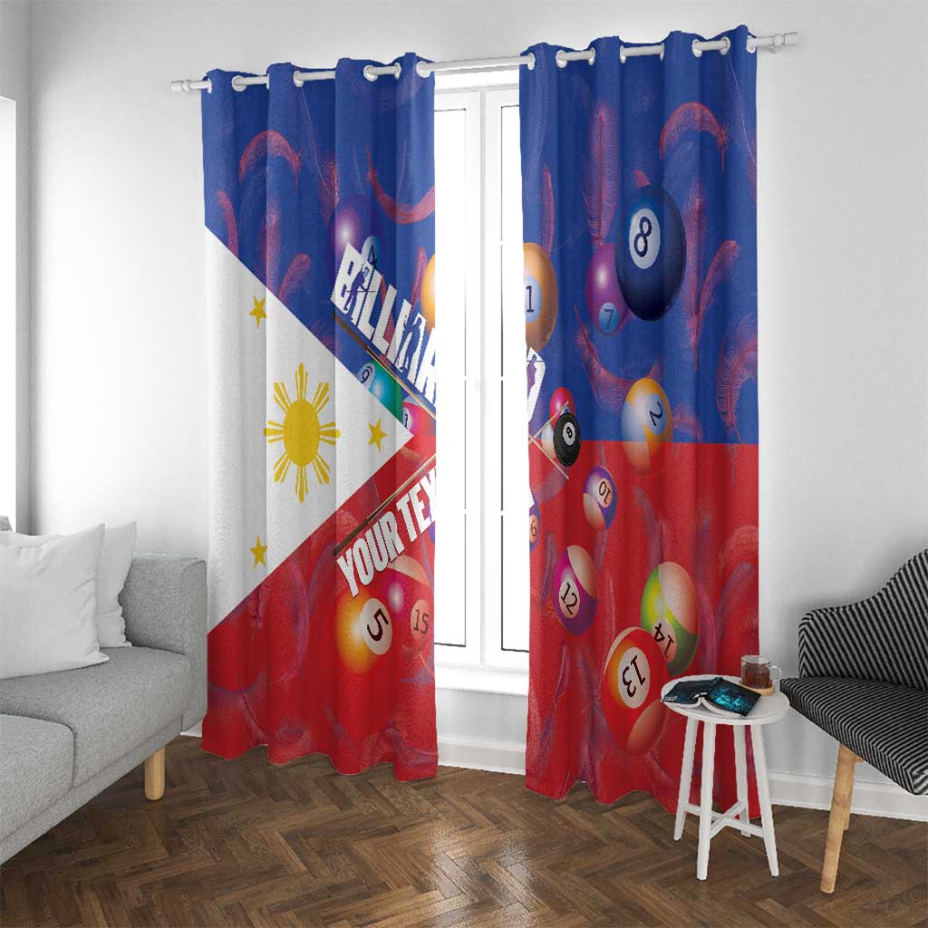 Personalised Philippines Billiards Window Curtain Cue With Balls Flag Style LT14 With Grommets Red - Polynesian Pride