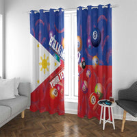 Personalised Philippines Billiards Window Curtain Cue With Balls Flag Style LT14 With Grommets Red - Polynesian Pride