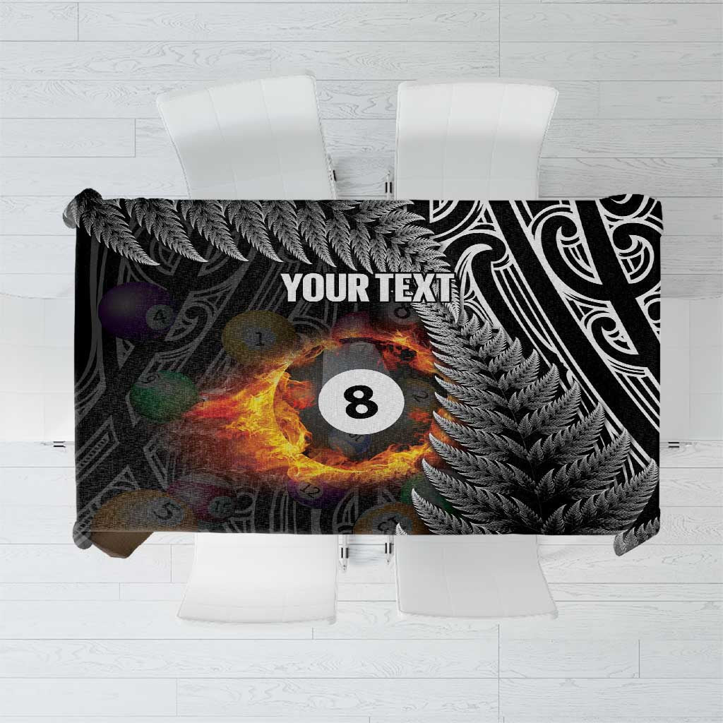 Personalised New Zealand Billiards Tablecloth Maori Fern On Fire 8 Ball LT14 Black - Polynesian Pride