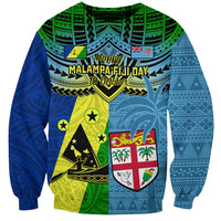 Malampa Fiji Day Sweatshirt Together We Grow Proud Polynesian Tapa Artsy LT14 Unisex Blue - Polynesian Pride