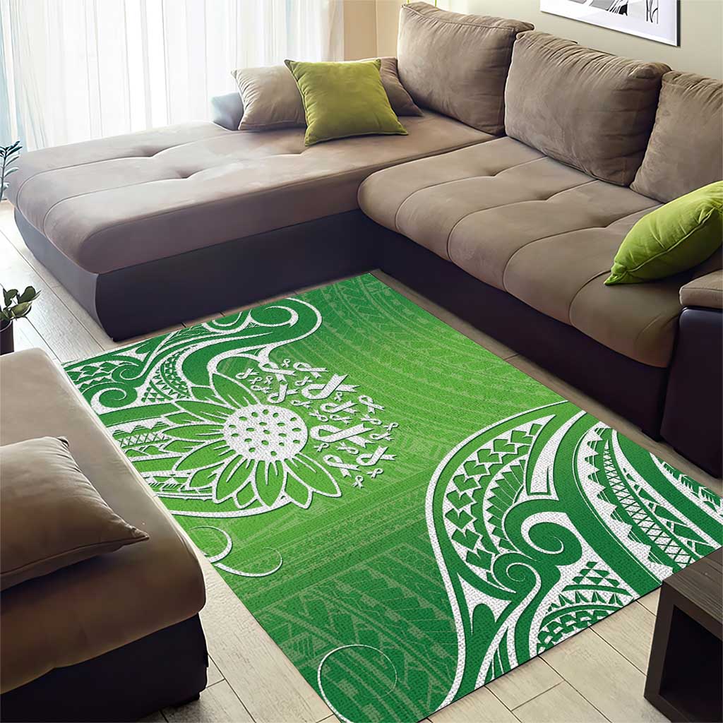 Polynesia Depression Awareness Area Rug Sunflower Green Ribbons Polynesian Tattoo LT14 - Polynesian Pride