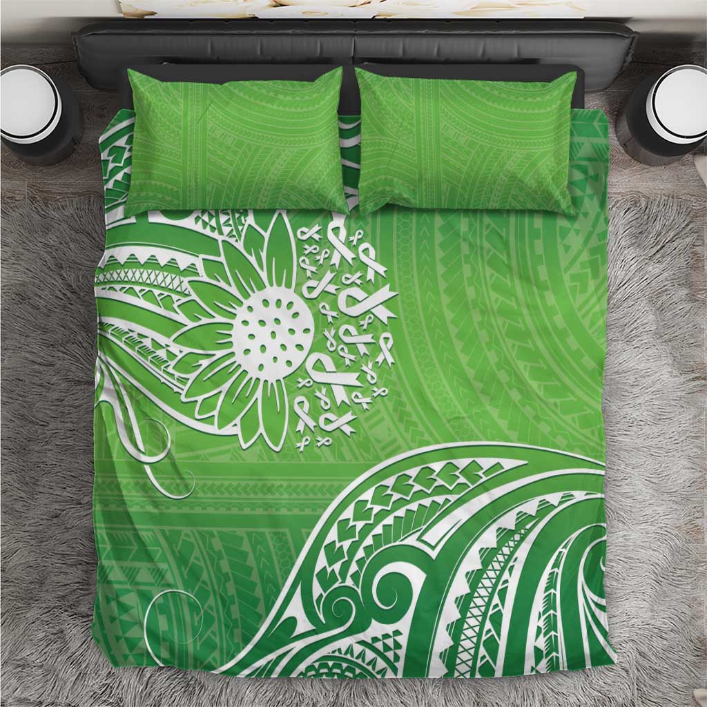Polynesia Depression Awareness Bedding Set Sunflower Green Ribbons Polynesian Tattoo LT14 Green - Polynesian Pride