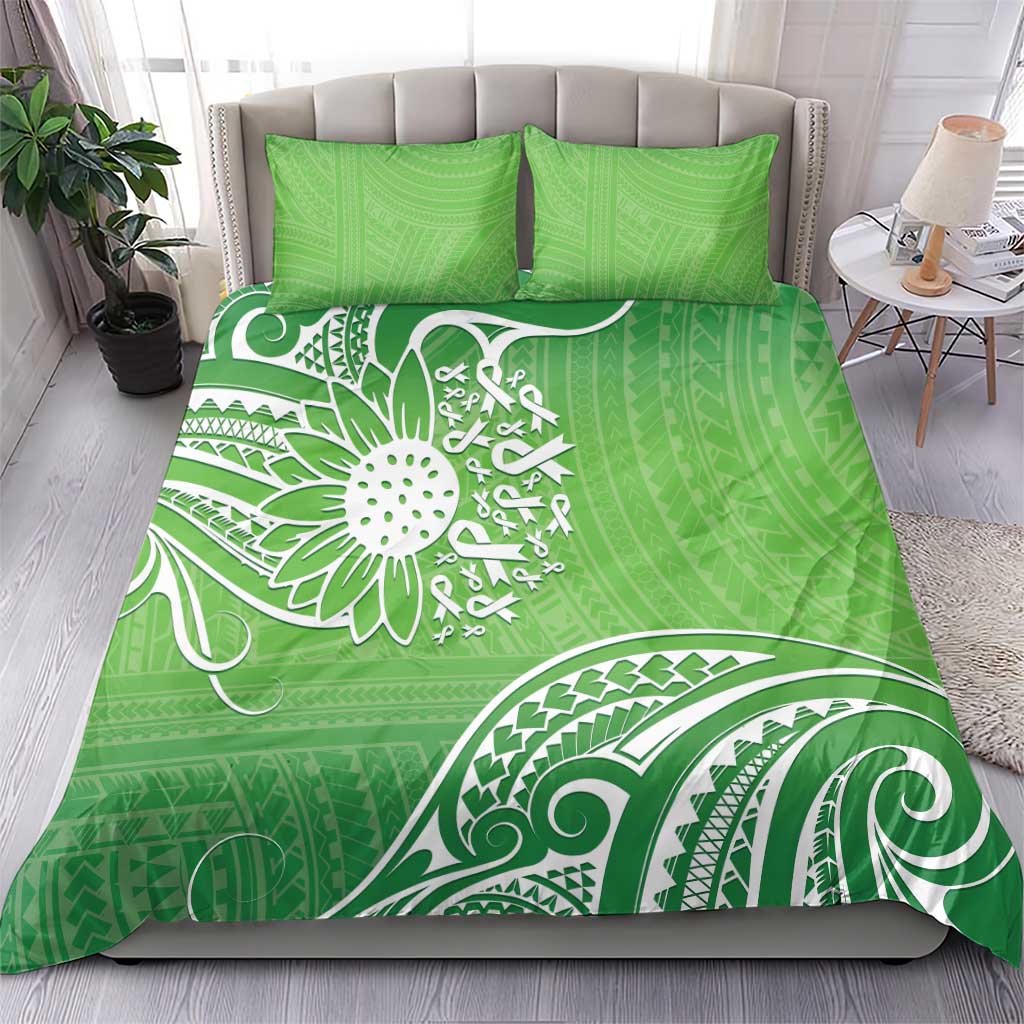 Polynesia Depression Awareness Bedding Set Sunflower Green Ribbons Polynesian Tattoo LT14 - Polynesian Pride