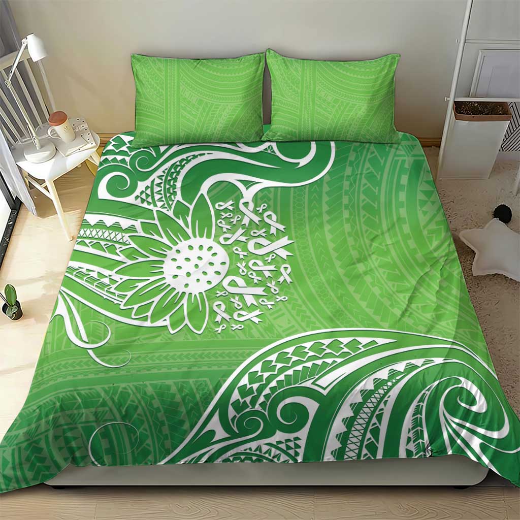 Polynesia Depression Awareness Bedding Set Sunflower Green Ribbons Polynesian Tattoo LT14 - Polynesian Pride