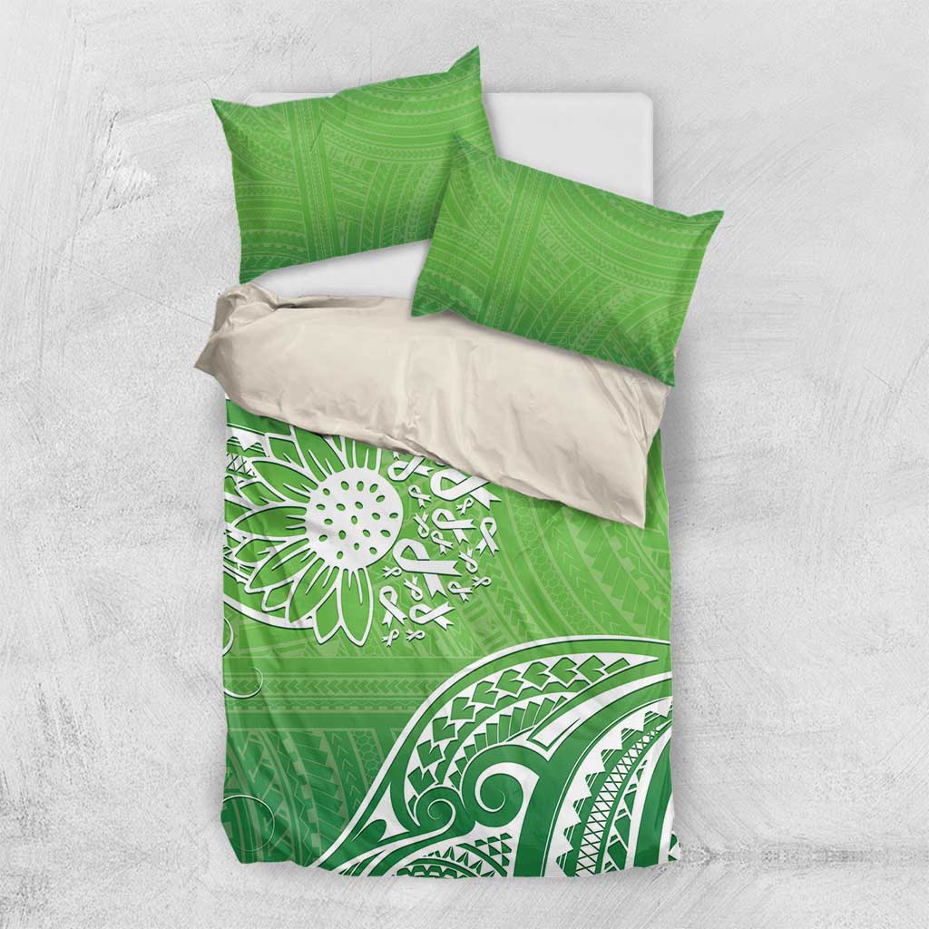 Polynesia Depression Awareness Bedding Set Sunflower Green Ribbons Polynesian Tattoo LT14 US Twin 172cm x 218cm Green - Polynesian Pride
