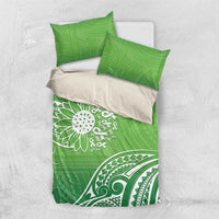 Polynesia Depression Awareness Bedding Set Sunflower Green Ribbons Polynesian Tattoo LT14 US Twin 172cm x 218cm Green - Polynesian Pride
