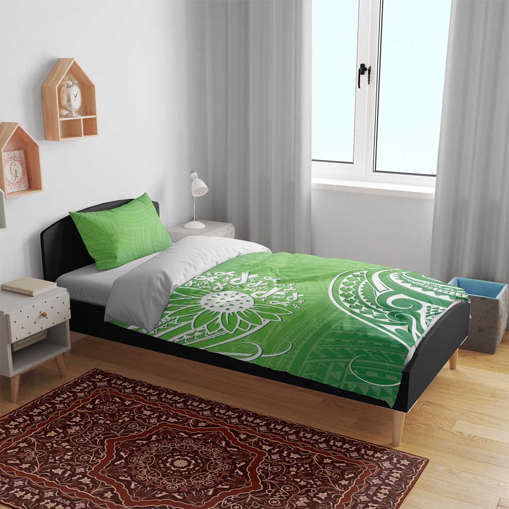Polynesia Depression Awareness Bedding Set Sunflower Green Ribbons Polynesian Tattoo LT14 - Polynesian Pride