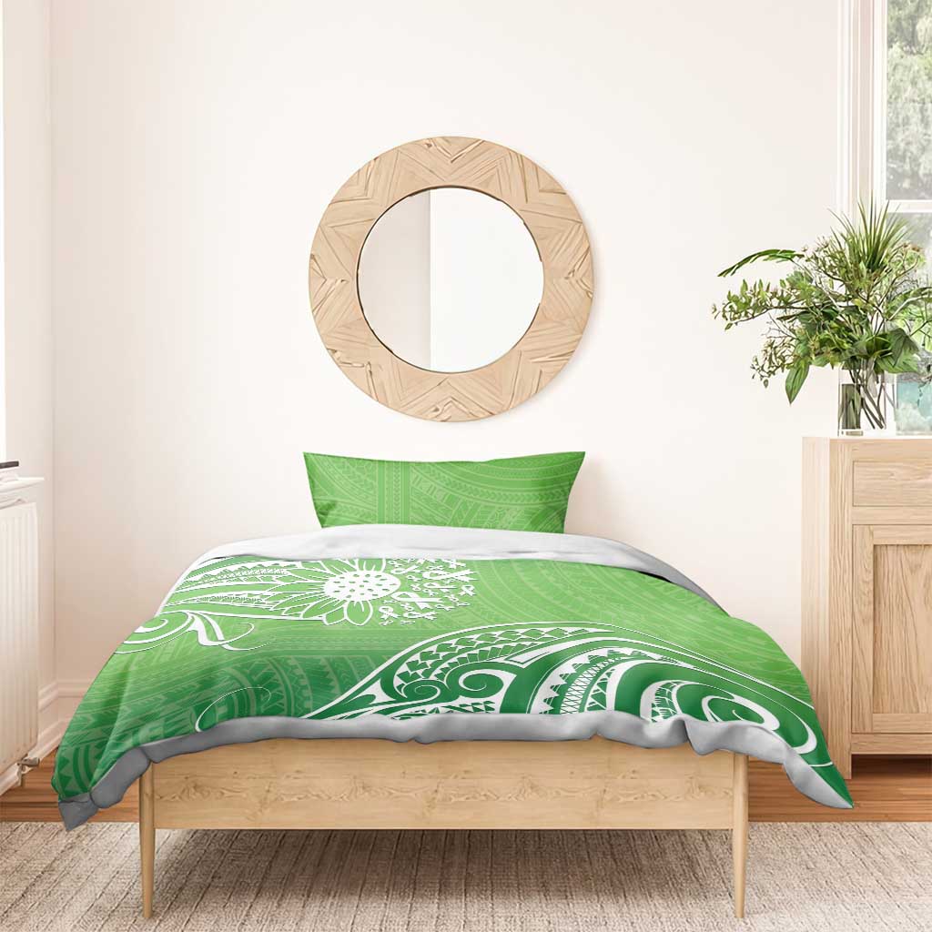 Polynesia Depression Awareness Bedding Set Sunflower Green Ribbons Polynesian Tattoo LT14 - Polynesian Pride